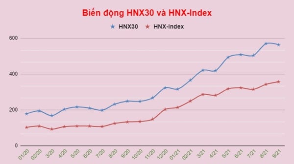 Biến động chỉ số HNX và HNX30 Index